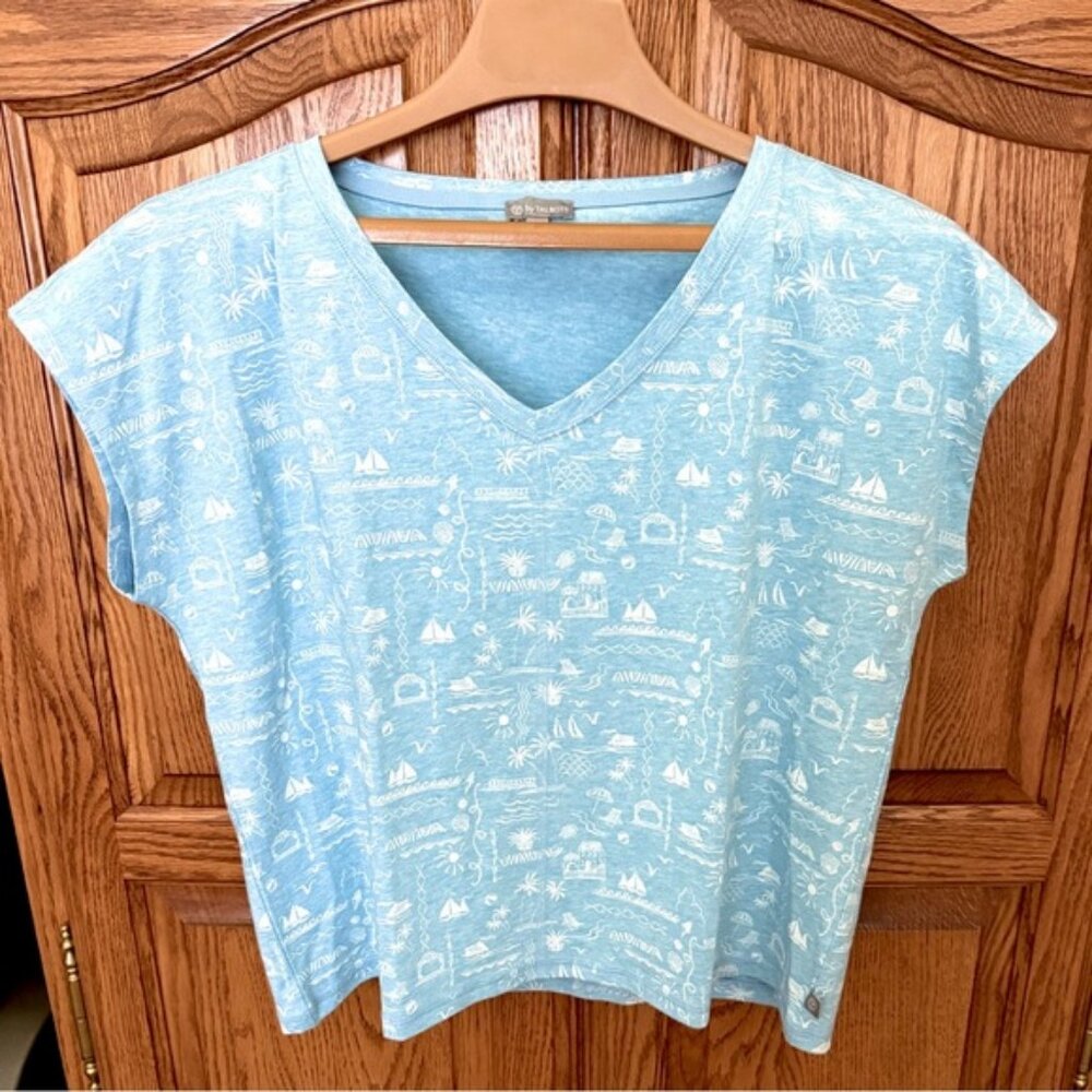 Talbots Tropical Print Tee NWOT